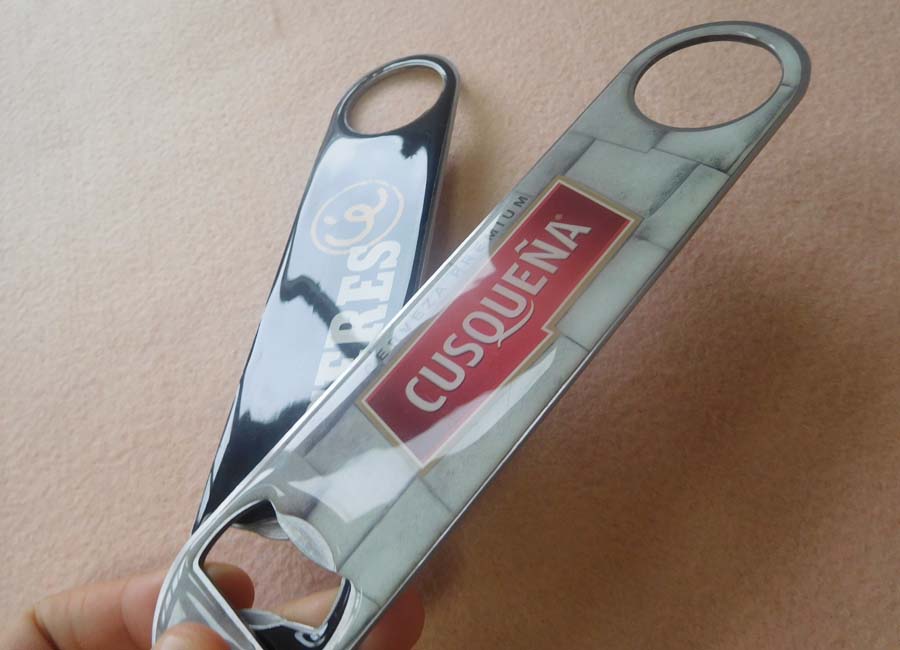 bottle opener with epoxy logo 