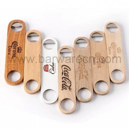 Abrebotellas con mango de barra de madera con grabado personalizado 