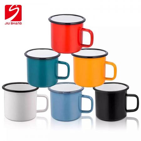 Al aire libre de alta calidad personalizada impresa sublimación colorida o logotipo de impresión personalizada taza de esmalte de camping 