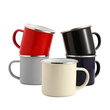 Al aire libre de alta calidad personalizada impresa sublimación colorida o logotipo de impresión personalizada taza de esmalte de camping 