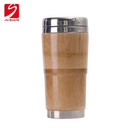 taza del coche del negocio del grano de madera de la cáscara de bambú del acero inoxidable 