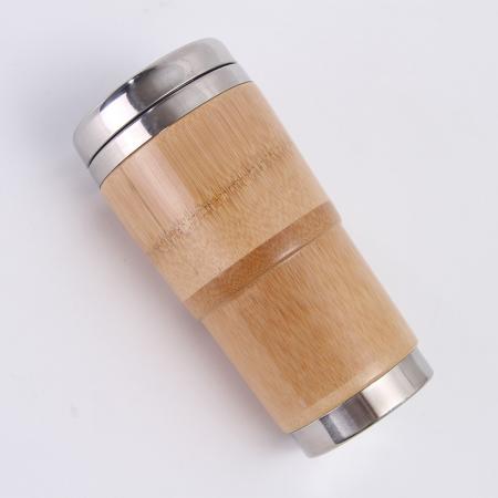 taza del coche del negocio del grano de madera de la cáscara de bambú del acero inoxidable 