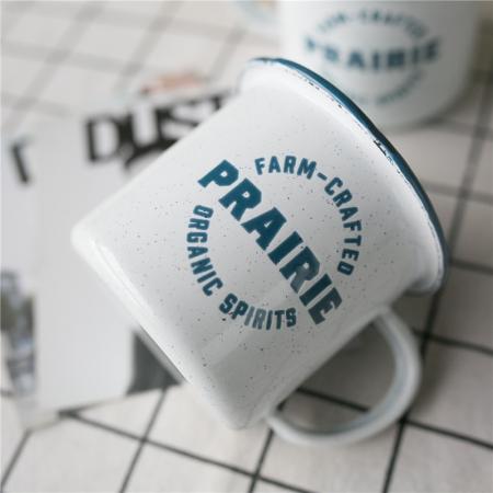 taza de café de esmalte clásico con capa de polvo y taza para beber en stock 