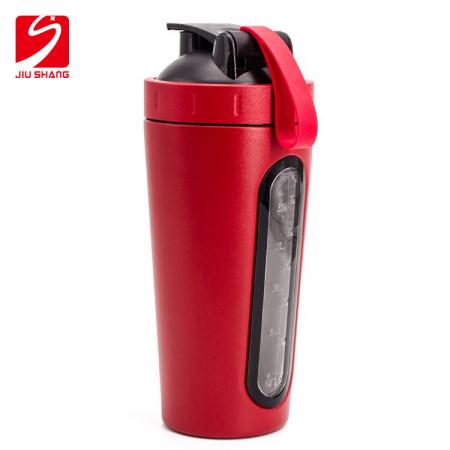 cuerda de silicona conveniente de una sola capa de acero inoxidable 304 ventana visible taza de mezcla de polvo de proteína, taza de fitness 