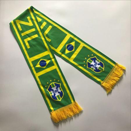 copa mundial copa de algodón de algodón bufanda personalizada brasil fútbol bufanda recuerdo poliéster bufanda transferencia de calor 