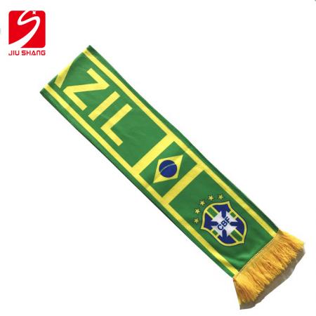 copa mundial copa de algodón de algodón bufanda personalizada brasil fútbol bufanda recuerdo poliéster bufanda transferencia de calor 